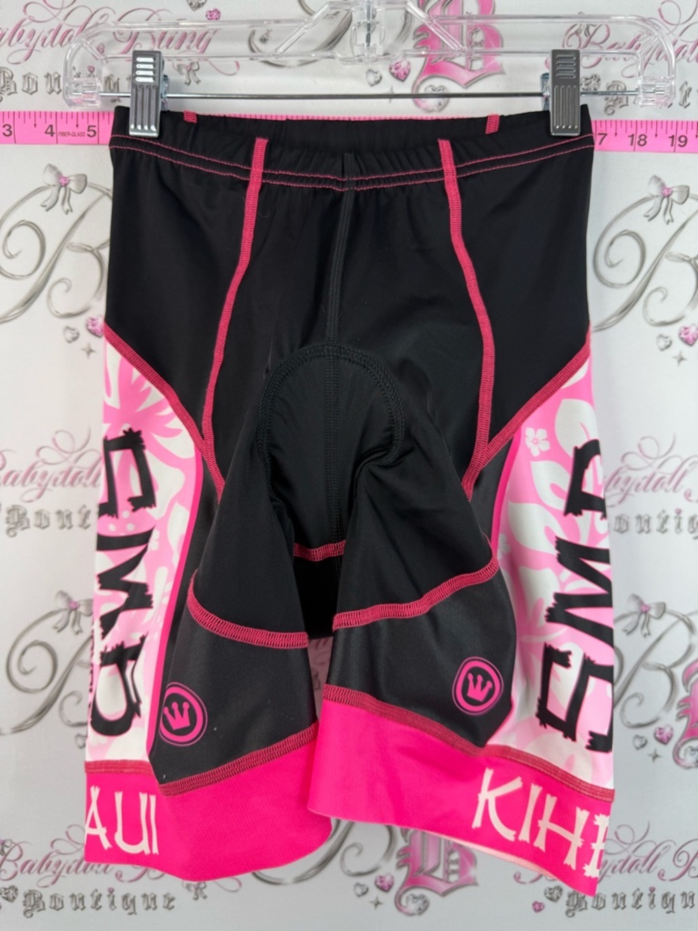Canari shorts biking aloha rare Black and Hot Pink Floral Cycling Shorts